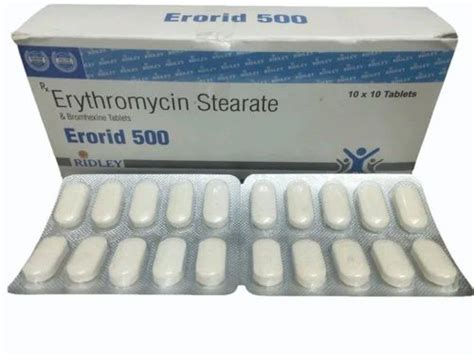 Ridley Erorid Erythromycin Stearate Bromhexine Tablets Packaging