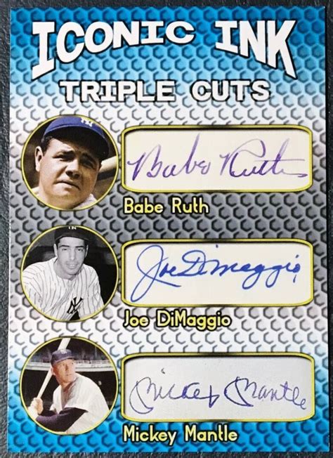 Card Lot Iconic Ink Triple Cuts Facsimile Autograph Babe Ruth Mickey