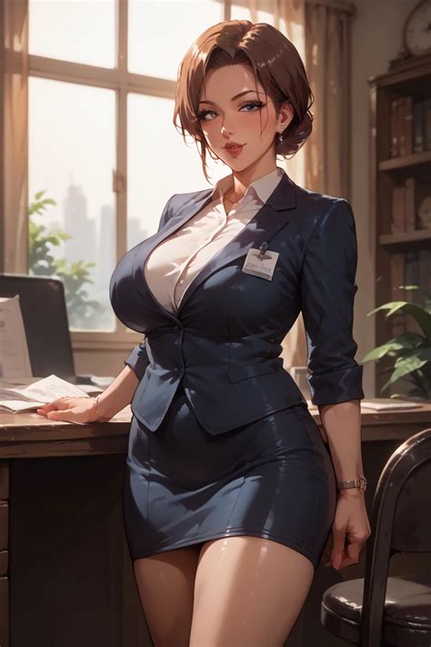 An Anime Of A Horny Milf In 50s Looking Super Hot And Seducitve Waering