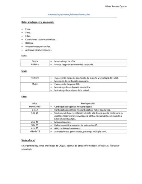 Anamnesis y examen físico cardiovascular Ulises Ramses Oyarzo uDocz