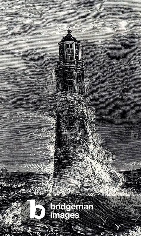 Image Of An Engraving Depicting An Eddystone Lighthouse In A Storm Built