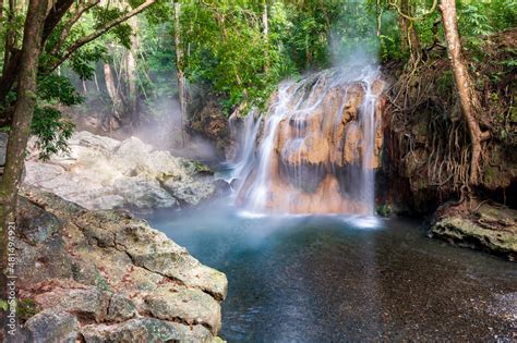 Cascadas El Paraiso, Waterfall in tropical jungle with thermal water ...