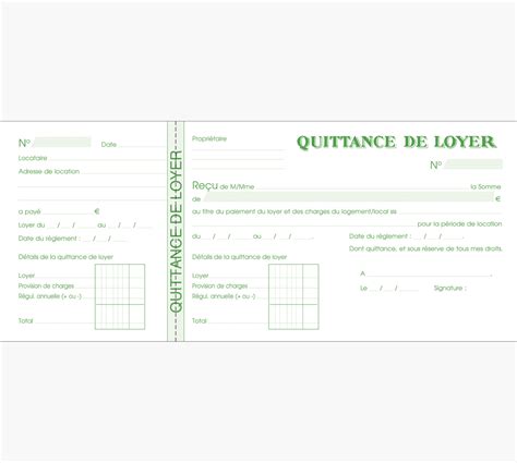 Exacompta Carnet Souche Quittances De Loyer Feuillets Format