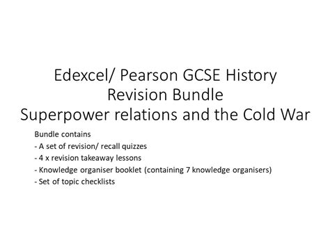Edexcel/ Pearson GCSE History Revision Bundle Superpower relations and ...