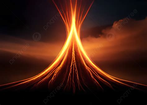 Volcano Mountain Of Erupting Fire Light Dark Background, Fire, Light ...