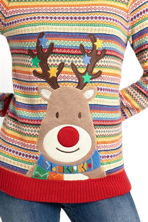 Buy JoJo Maman Bébé Multi Women s Reindeer Appliqué Fair Isle Jumper