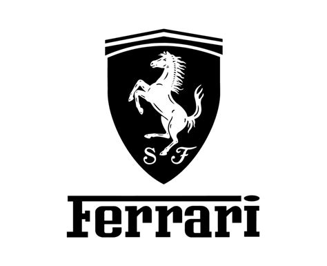 Ferrari Logo Marca Coche Símbolo Con Nombre Negro Diseño Italiano