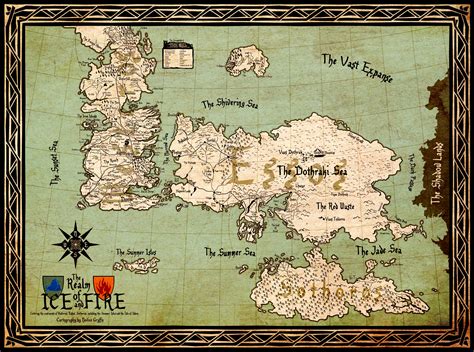 The Realm Of Ice And Fire Game Of Thrones Map Westeros Map Map Print