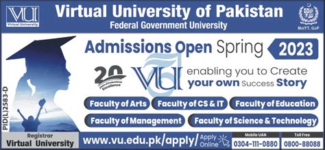 Bachelor And Master Progarm Admissions At Virtual University Of Pakistan 2026 Government