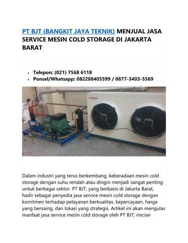 Pt Bjt Bangkit Jaya Teknik Menjual Jasa Service Mesin Cold Storage Di