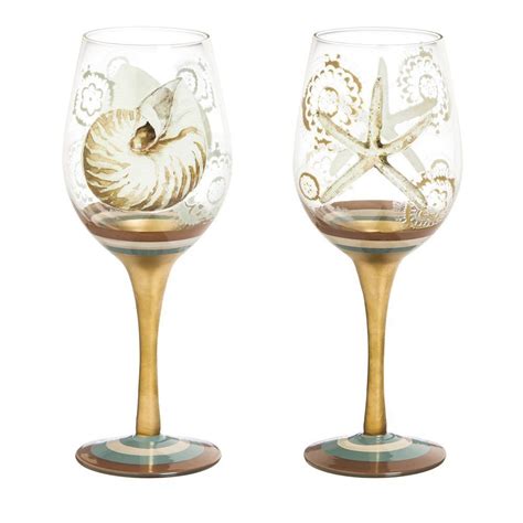 Cypress Home Sand And Sea Wine Glass Set Of 2 12 Ounces Wine Glass