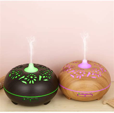 500ml Wood Grain Portable Ultrasonic Aroma Essential Oil Diffuser Ch12