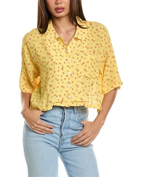 Buy Chaser Kinney Button Down Crop Top Yellow At 59 Off Editorialist