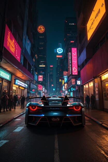 Un Coche Negro Circula Por Una Calle Frente A Un Letrero De Ne N Que