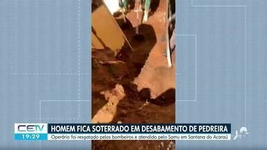 CETV 2ª Edição Homem fica soterrado em desabamento de pedreira