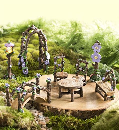 Miniature Fairy Garden Lavender Grove Set 8 Pieces Miniature Fairy