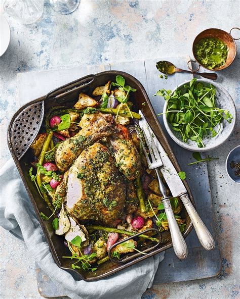 Roast Chicken With Basil Mint And Pistachio Pesto Recipe Delicious Magazine