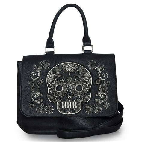 Loungefly Purse Sugar Skull Messenger Bag Crossbody School Tote Faux