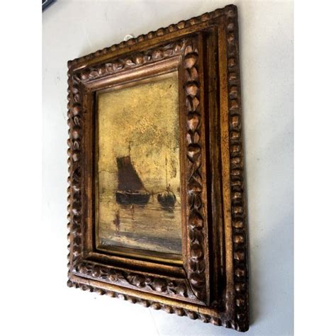 Piccolo Quadro Dipinto Olio Achille Dovera Paesaggio Marina Porto