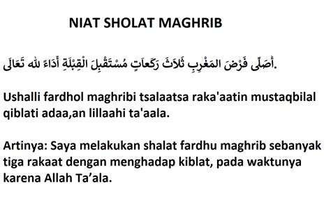 Bacaan Niat Sholat Maghrib Sendiri Dan Berjamaah Lengkap