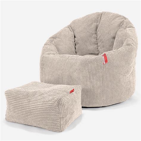 Lounge Pug Pom Pom Luxury Adult Bean Bag Chair Beanbags Cuddle Up Pom Pom Ivory Big