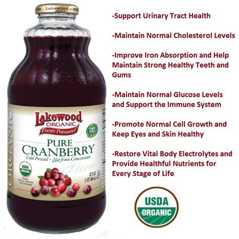 Lakewood Organic Pure Cranberry Juices Fresh Pressed Juice 946ml