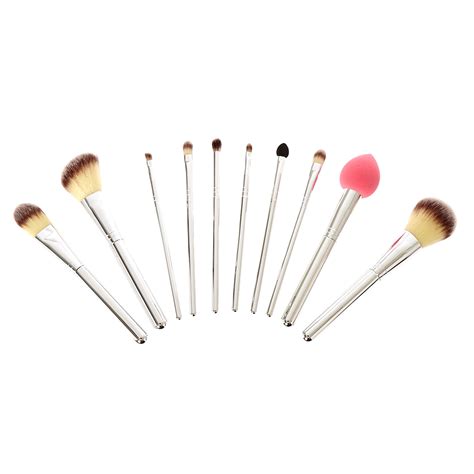 Chrome Silver 10 Piece Makeup Brush Set Claires Us