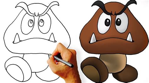 How To Draw Goomba Super Mario Step By Step YouTube