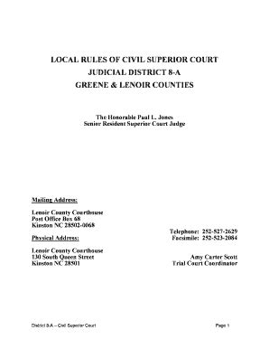 Fillable Online Nccourts Civil Superior Court Local Rules And