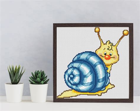 Cute Snail Cross Stitch Pattern Pdf Nursery Embroidery Wall Etsy