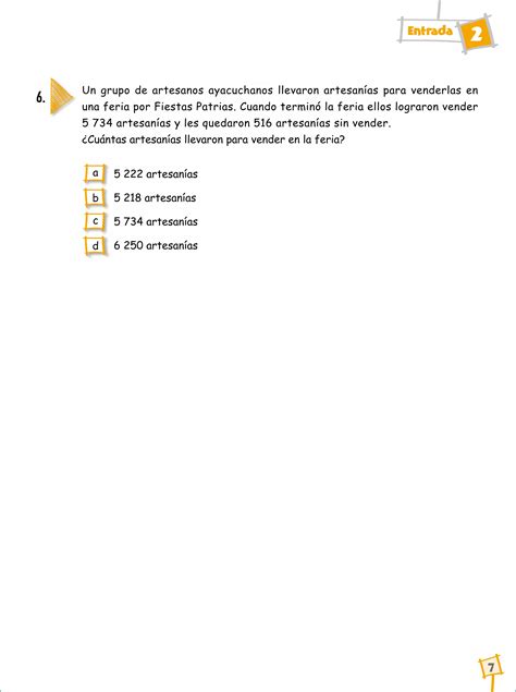 Cuadernillo Entrada Matematica To Grado Pdf