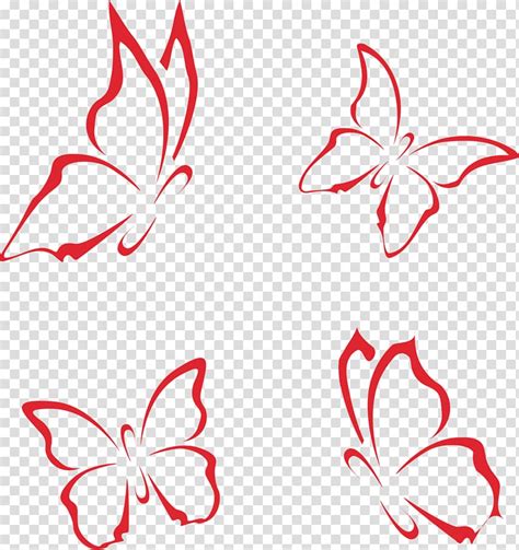 Four Red Butterflies Illustration Butterfly Template Computer File Decorative Butterfly