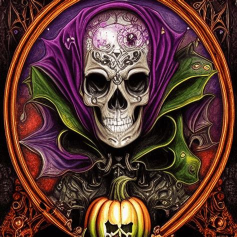 Intricate Gothic Halloween Skull Digital Painting Creative Fabrica