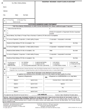 Fillable Online REGISTRAR RECORDER COUNTY CLERKs FILING STAMP Fax Email