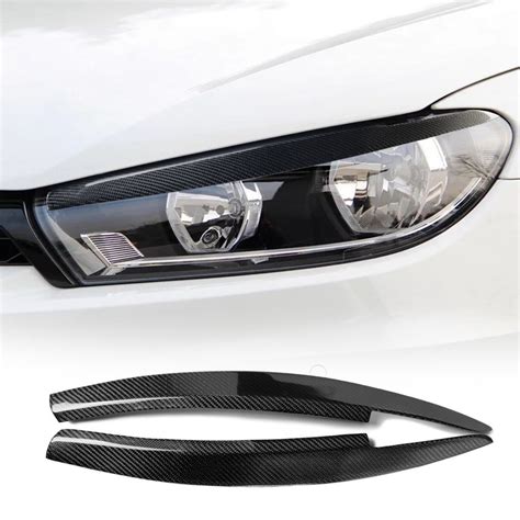 Real Carbon Fiber Headlight Eyelid Eyebrow Trims For Vw Scirocco