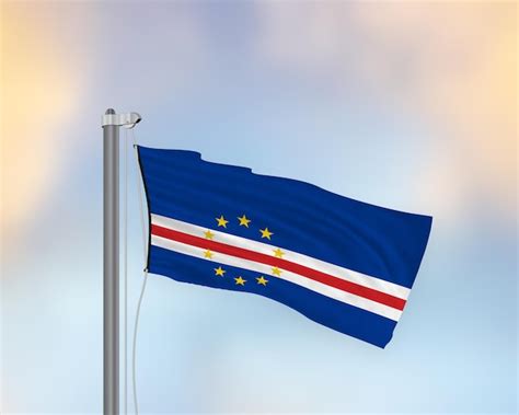 Acenando A Bandeira De Cabo Verde Em Um Mastro Foto Premium