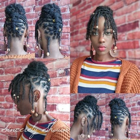 Updo For Short Locs In 2024 Short Locs Hairstyles Short Dreadlocks Styles Dreadlock