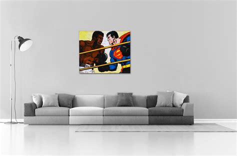 Superman Vs Muhammad Ali Comics Painting Yann Kempen