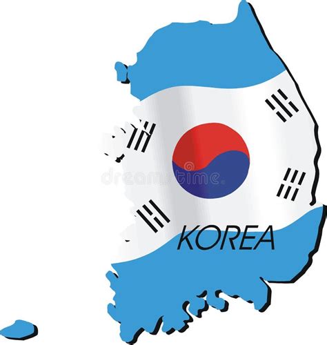 D De Kaart De Vlag Van Zuid Korea Geeft Terug Stock Illustratie