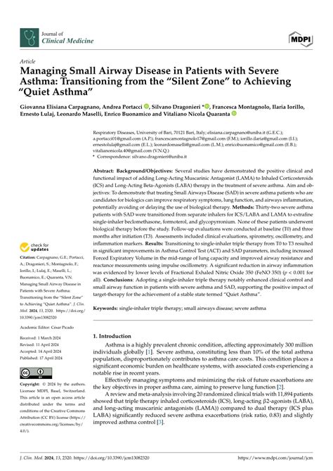 Pdf Managing Small Airway Disease In Patients With Severe Asthma