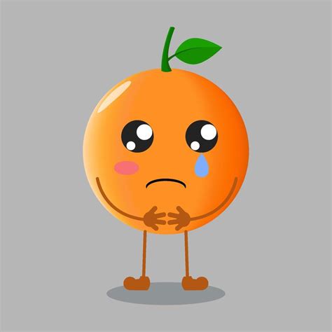 Illustration Of Cute Orange Fruit With Sad Expression 7438189 Vector