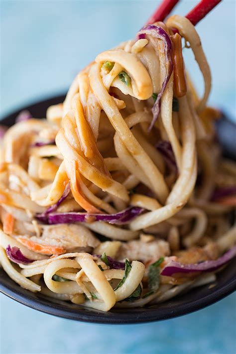 Asian Peanut Noodle Salad With Chicken In A Sweet Spicy Peanut Sauce