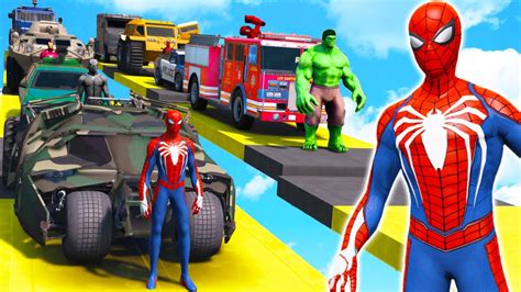 Spiderman Superheroes Service Cars Gta Mega Ramp Challenge Funny