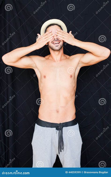 Handsome Man Half Naked On Black Background Stock Image Image Of Isolated Attractive
