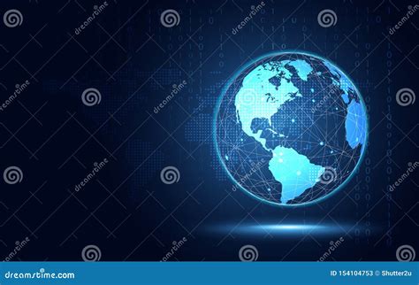 Futuristic Blue Earth Abstract Technology Background Artificial