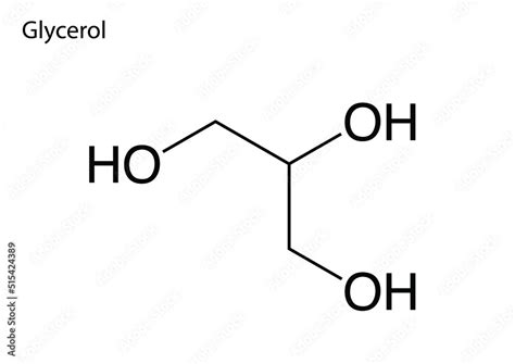 Digital vector illustration of the chemical structure of glycerol Stock ...