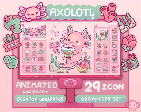 Windows and Mac | Axolotl Desktop Theme Background Wallpaper Organizer
