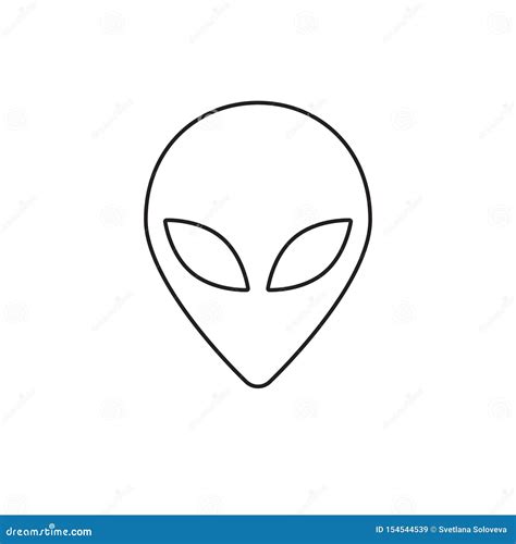 Vector Flat Black Outline Alien Face Icon Logo Stock Vector