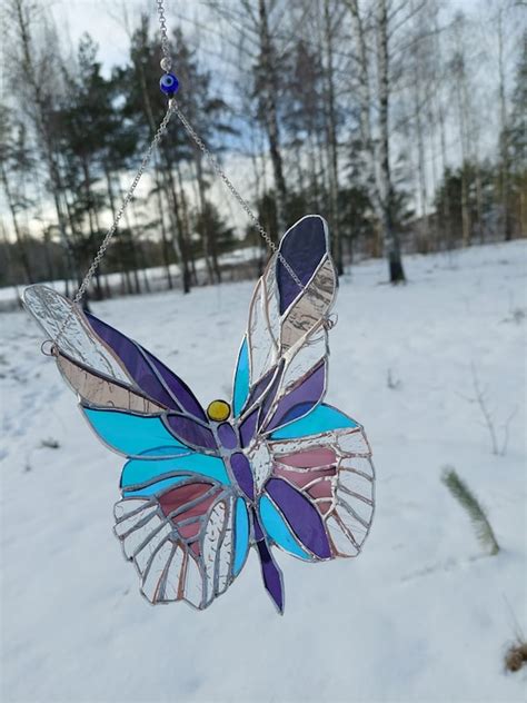 Flying Butterfly Stained Glass Nevertheless Window - Etsy