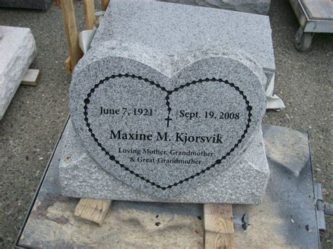 Custom Heart Shaped Slant Grave Marker In Classic Gray Granite